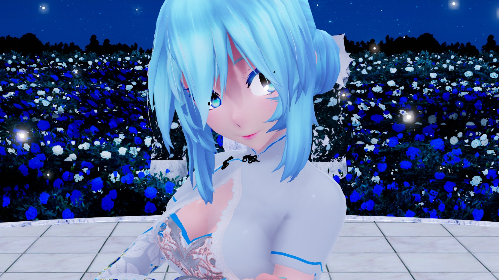 【MMD初音 Miku】初音晚上在花园起舞